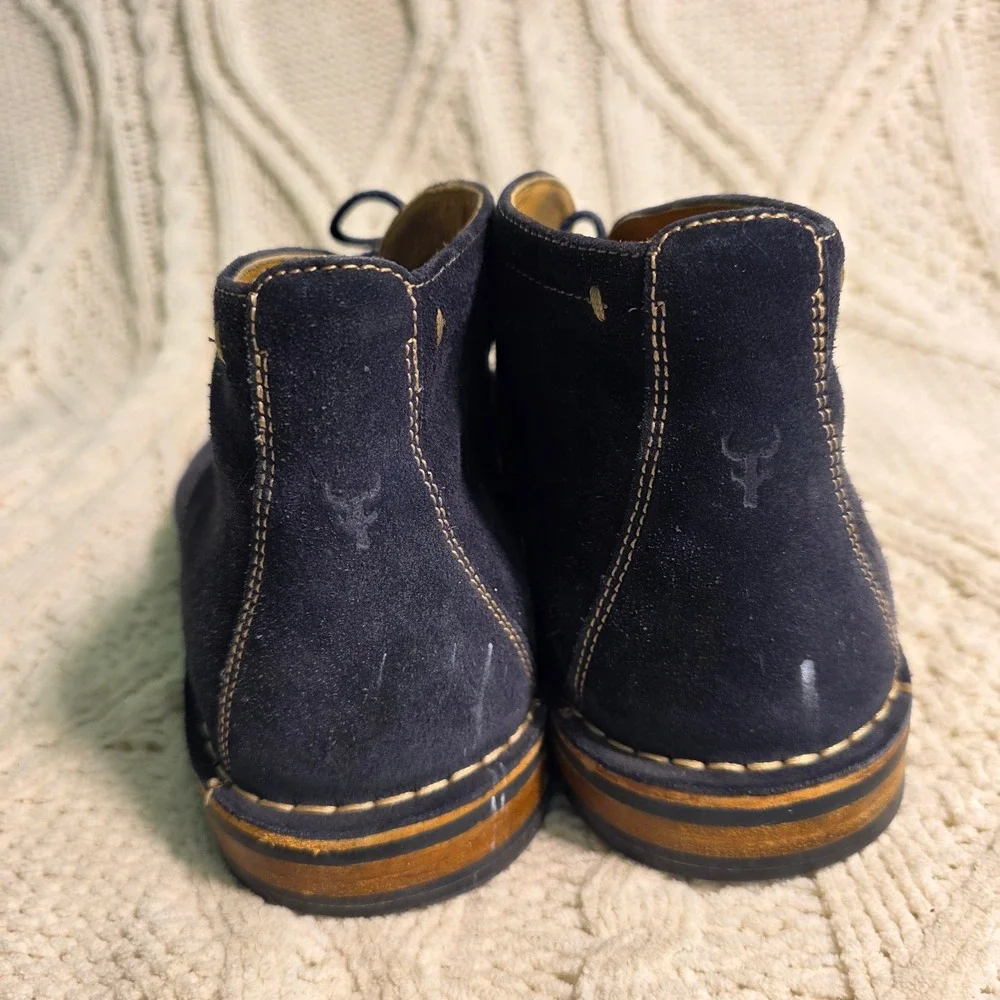 H. S. Trask Brady Chukka Boots Navy Blue Water Resistant Suede Vibram Mens 10M